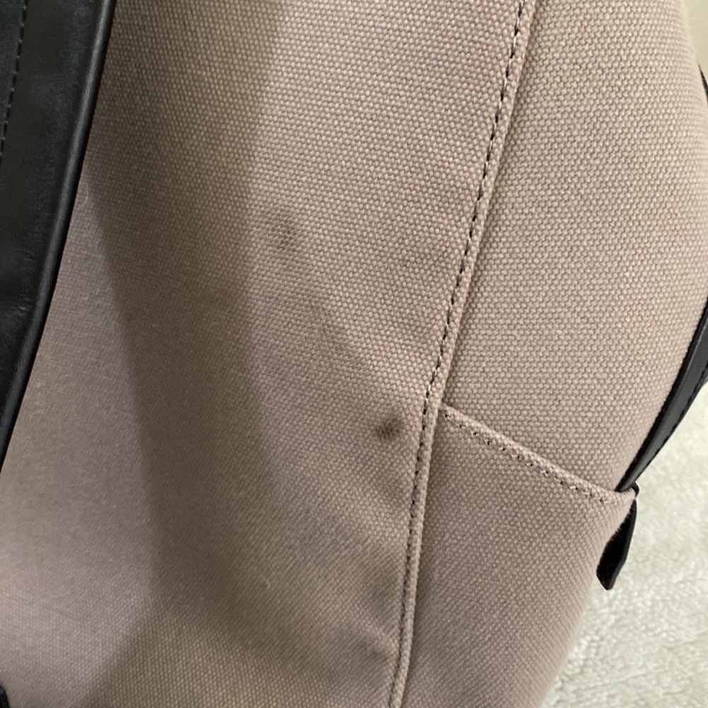 URI Minkoff Deep Tan Men’s Canvas and Leather Backpack - Picture 11 of 12